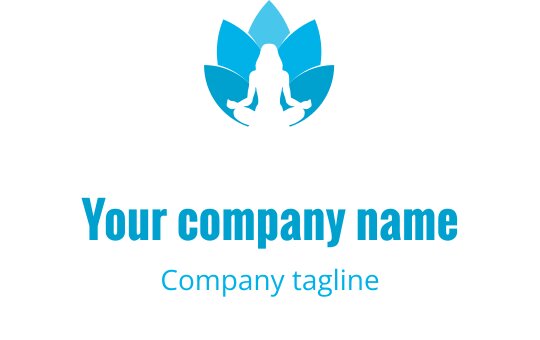 Serene lotus flower logo design with a meditating figure in blue