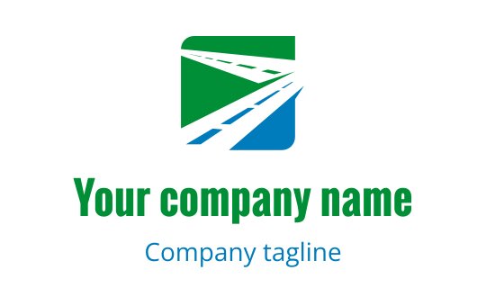 Modern logo design featuring a green and blue road graphic