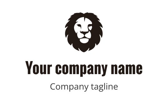 Bold lion head logo design in dark brown tones