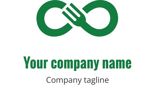 Modern green logo design featuring intertwined forks in an infinity shape