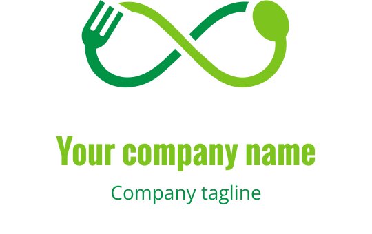 Modern logo design featuring intertwined green and lime forks in an infinity shape