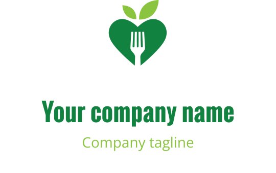 Fresh green logo design featuring a stylized leaf and fork