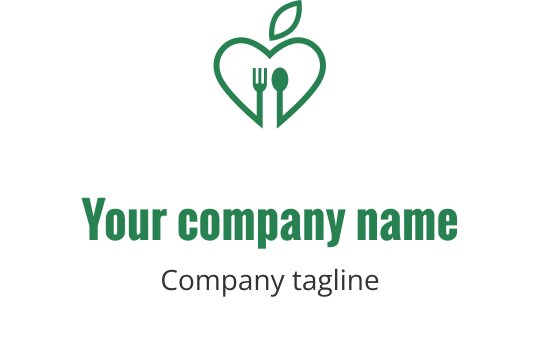 Fresh green logo design featuring a stylized leaf and fork