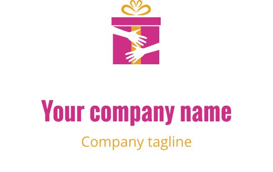 Elegant red and gold logo design featuring a stylized gift box