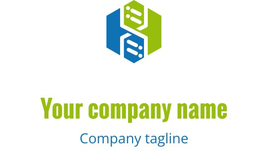 Modern hexagonal logo design with blue and green elements