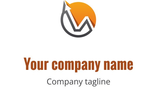 Modern logo design featuring a rising graph and orange sun element