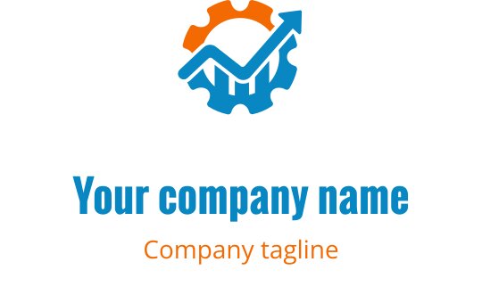 Modern logo design featuring interlocking orange and blue gears