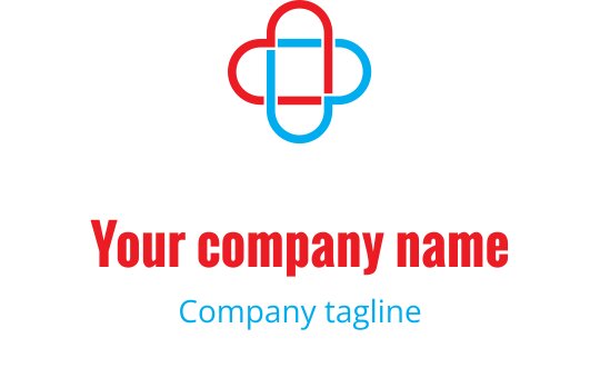 Modern red and blue logo design featuring a stylized cross shape