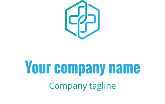 Modern hexagonal logo design featuring a stylized medical cross in teal
