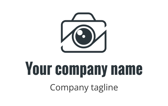 Modern camera logo design with a circular lens and sleek lines