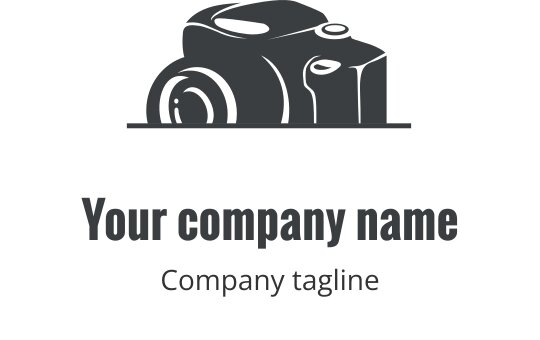 Realistic gray camera logo design with detailed lens and body features