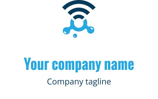 Modern blue and navy logo design featuring a stylized Wi-Fi symbol
