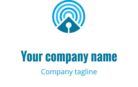 Modern blue and teal logo design featuring a shield and circuit pattern