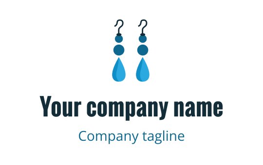 Elegant earring logo design featuring blue beads and teardrop shapes
