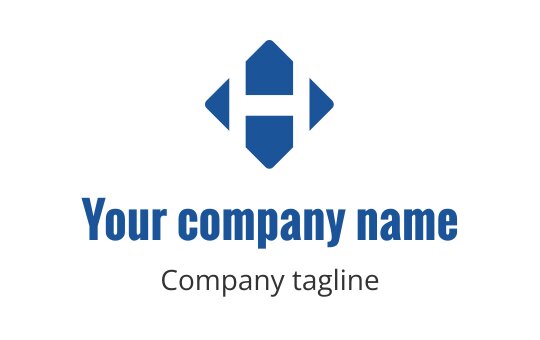 Modern blue logo design featuring a stylized letter H with geometric shapes