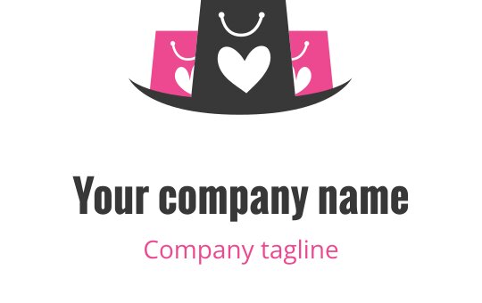 Stylish pink and gray logo design featuring a modern bag silhouette
