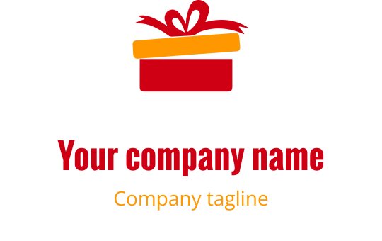 Vibrant orange and red logo design featuring a stylized gift box