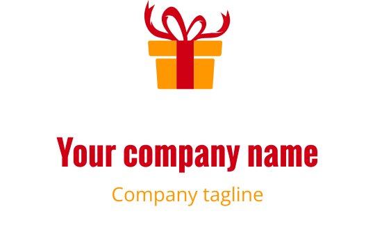 Vibrant orange and red logo design featuring a stylized gift box