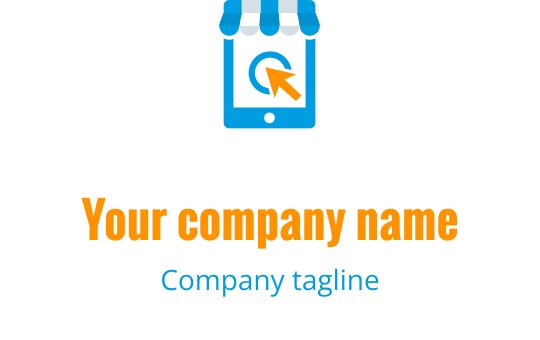 Modern logo design featuring a shopping cart and smartphone with an arrow