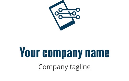 Modern navy logo design featuring a stylized mobile device and repair tools
