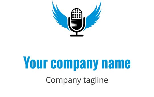 Modern blue logo design featuring a stylized radio wave motif