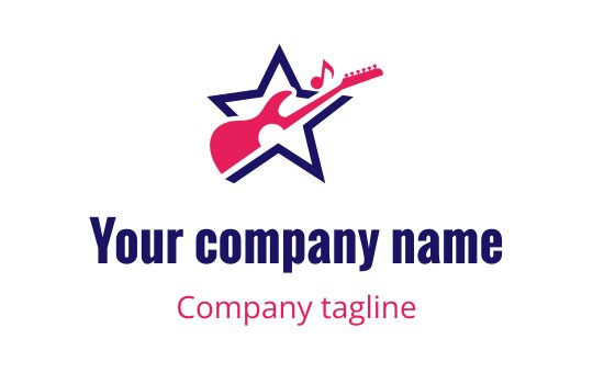 Creative logo design featuring a guitar and star in vibrant colors