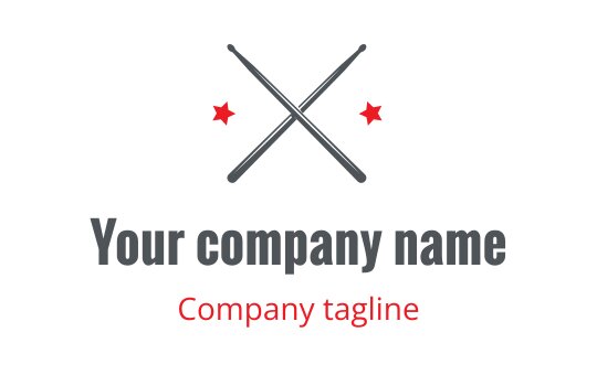 Creative logo design featuring crossed sticks and red stars