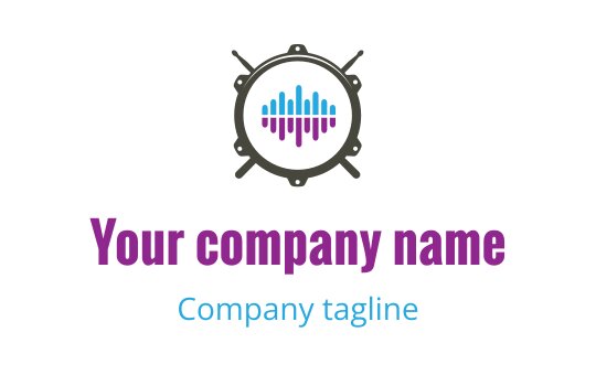 Modern logo design featuring a circular sound wave graphic in blue and purple