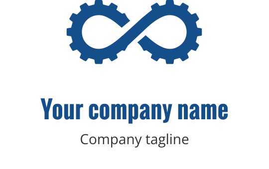 Teal gear logo design with an infinity symbol integrated into the center