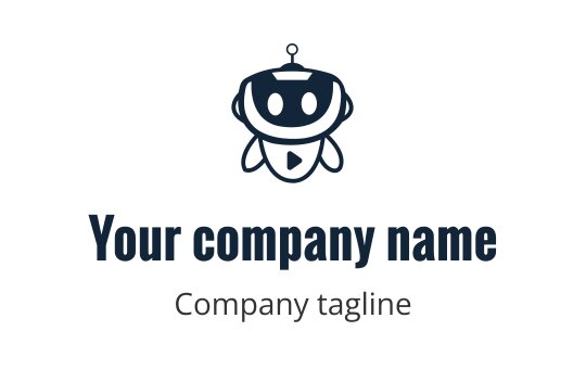 Playful robot logo design with a friendly expression and rounded features