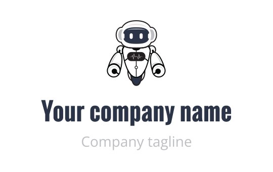 Playful robot logo design with a friendly expression and bold typography