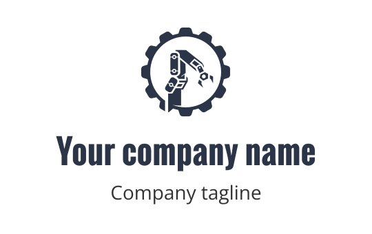 Modern logo design featuring a robotic arm within a gear shape