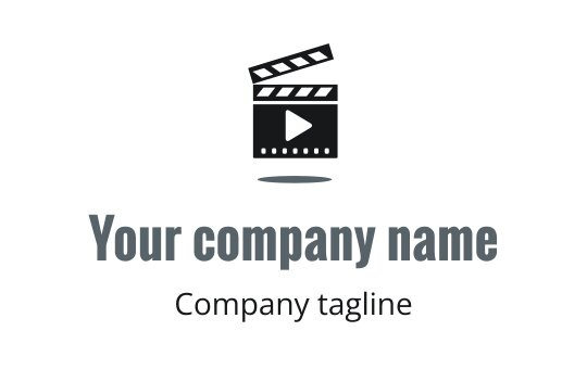 Modern film clapperboard logo design with play button element