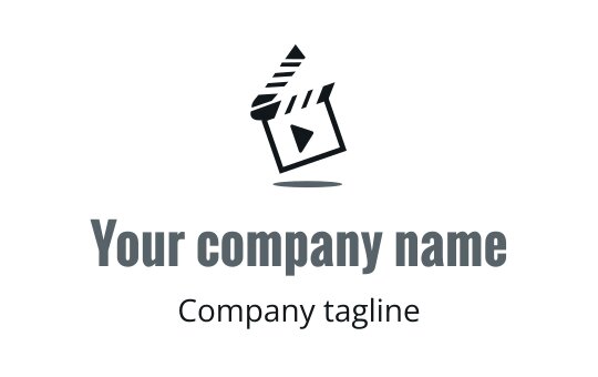 Creative film clapperboard logo design with a play button element