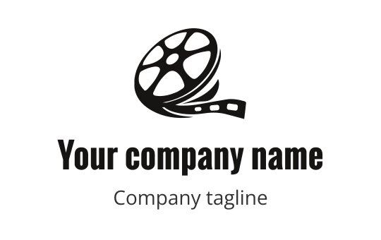 Film reel logo design with a flowing strip of film