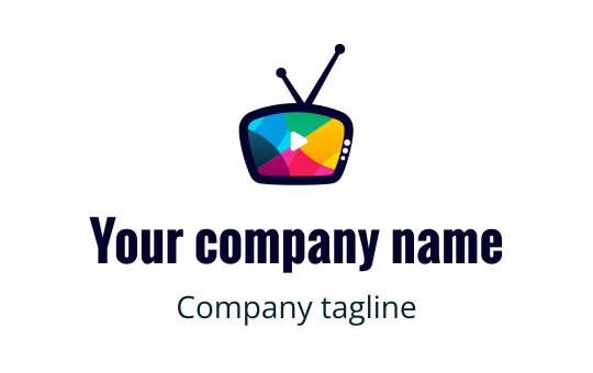 Colorful television logo design with a play button and antennae