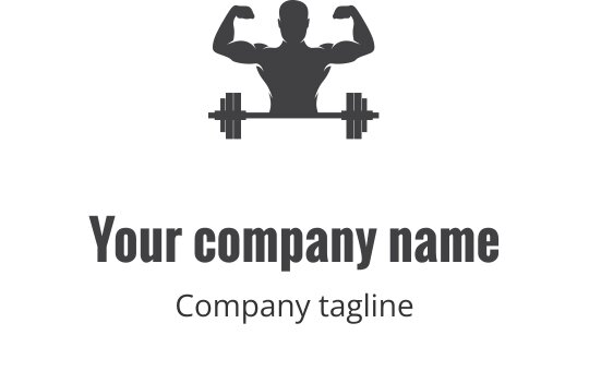 Bold fitness logo design featuring a muscular figure lifting weights