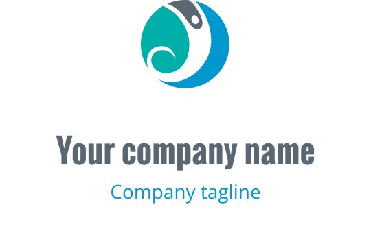 Modern logo design featuring a stylized figure in cyan and teal