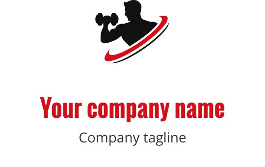 Dynamic logo design featuring a weightlifter silhouette and bold typography