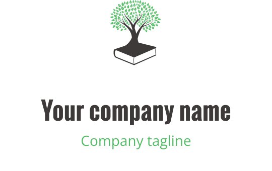 Modern lime and gray logo design featuring an abstract book shape