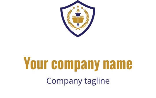 Elegant shield logo design with a laurel wreath and stars