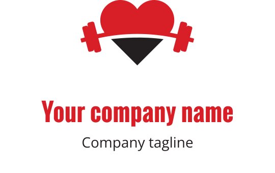 Bold black and red logo design featuring a stylized heart shape