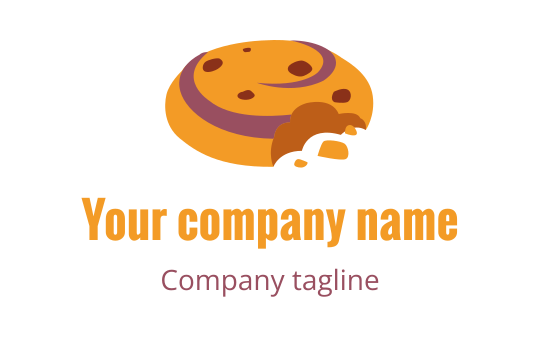 Playful cookie logo design with chocolate chips and a smiling face