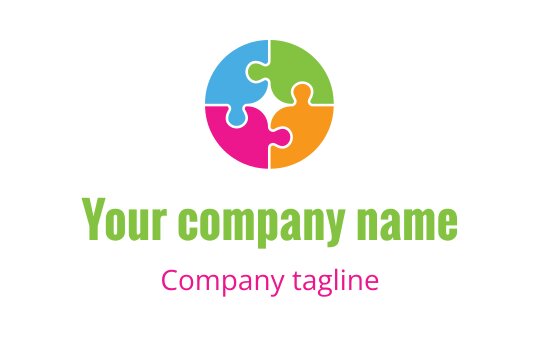 Colorful puzzle piece logo design in a circular arrangement