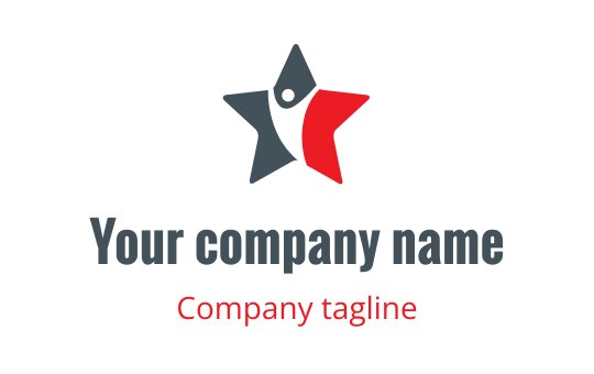 Creative star logo design featuring a pen and red accents