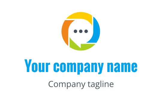 Colorful circular logo design with overlapping speech bubbles and modern typography
