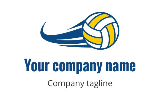 Dynamic volleyball logo design with blue and yellow accents