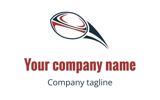 Dynamic logo design featuring a stylized red and black oval shape