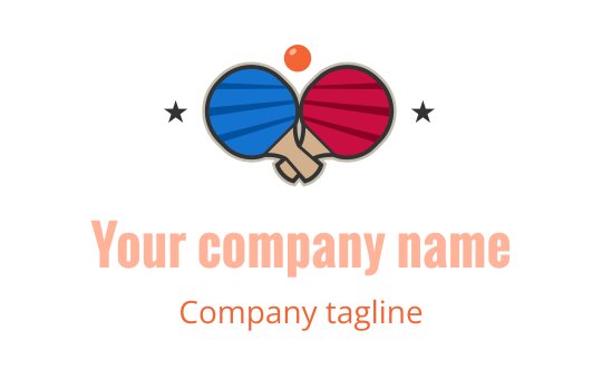 Colorful logo design featuring crossed ping pong paddles and a ball