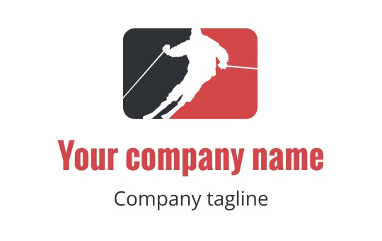 Dynamic logo design featuring a silhouette of a skier in action
